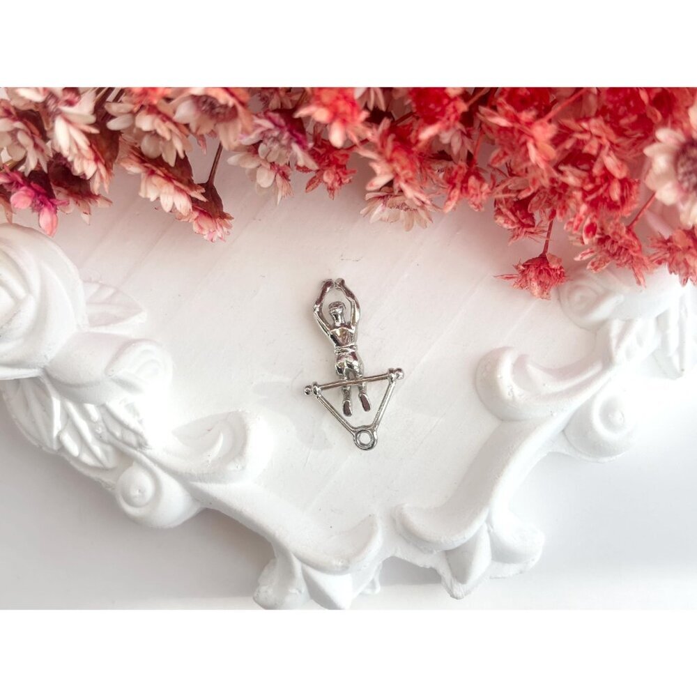 Gymnast | Acrobatic Man Silver Toned Teeny Tiny Figural Vintage Pendant | Charm - Picture 2 of 11